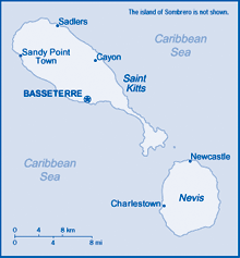 Map of Saint Kitts and Nevis