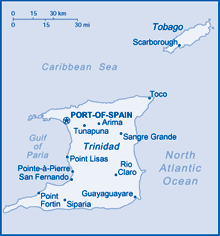 Map of Trinidad and Tobago
