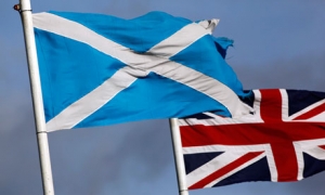 The Union Jack and Scottish Saltire together