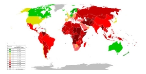 Legend: Dark Red - Very corrupt; Lime Green - Least corrupt;  Orange - Medium