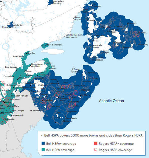 Bell Mobility coverage in the Atlantic provinces