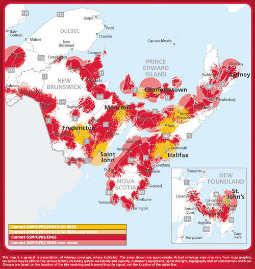 Rogers Wireless coverage in the Atlantic provinces