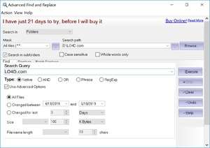 Advanced Find and Replace Screenshot