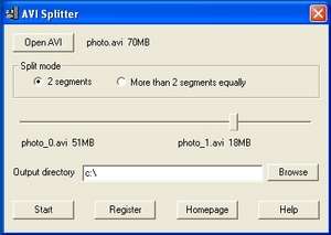AVI Splitter Screenshot