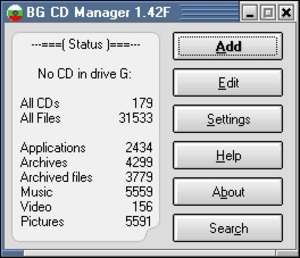 Cataloging Software - Screenshot for BG CD Manager