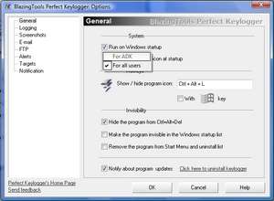 BlazingTools Perfect Keylogger Screenshot