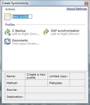 Backup Utilities - Screenshot for Create Synchronicity