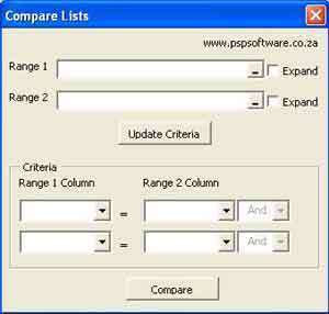 Microsoft Excel Tools - Screenshot for Excel List Compare