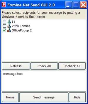 Internet Utilities - Screenshot for Fomine Net Send GUI