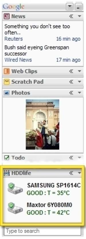 Harddrive Tools - Screenshot for HDDlife plugin for Google Desktop