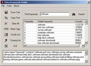 HTML Editors - Screenshot for Meta Keywords Finder