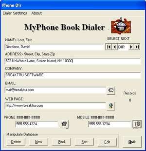 Modem and Telephony Tools - Screenshot for MyPhone Book Dialer