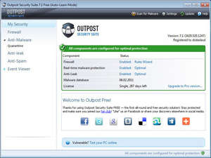 Windows Security and Privacy - Screenshot for Outpost Security Suite Free Edition