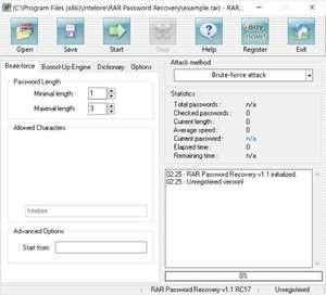 RAR Password Recovery Screenshot