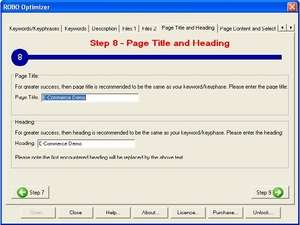 ROBO Optimizer Search Engine Optimization Screenshot