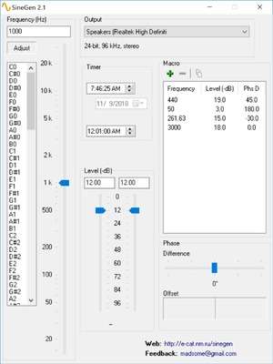 Benchmark Programs - Screenshot for SineGen