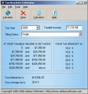 Accounting Software - Screenshot for Tax Brackets Estimator
