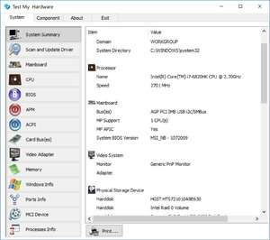 Hardware Diagnostics - Screenshot for Test My Hardware