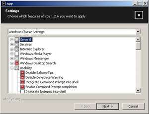 Spyware Removal - Screenshot for xpy tweak utility